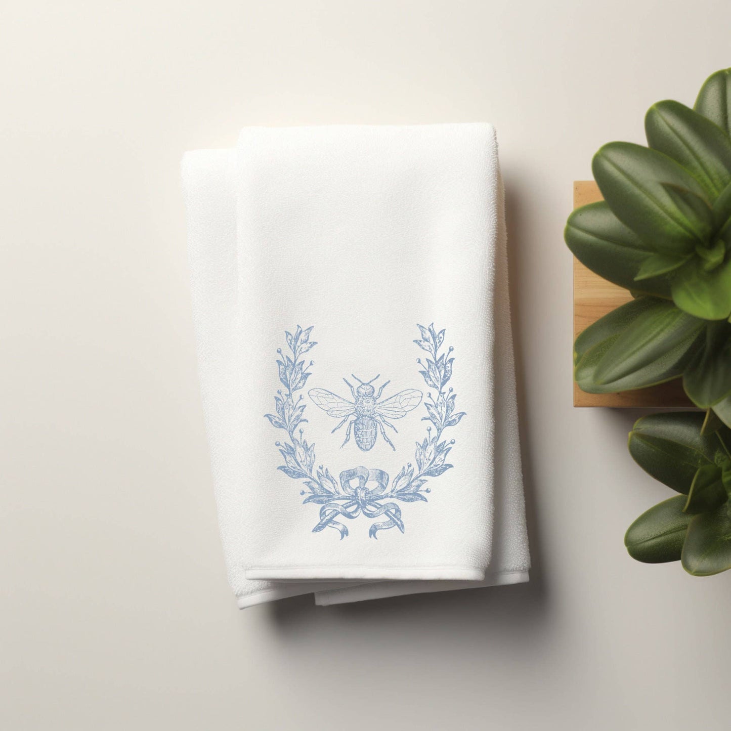 Fernville Creations - French Country Bee Fingertip Towel, Elegant Bath Decor