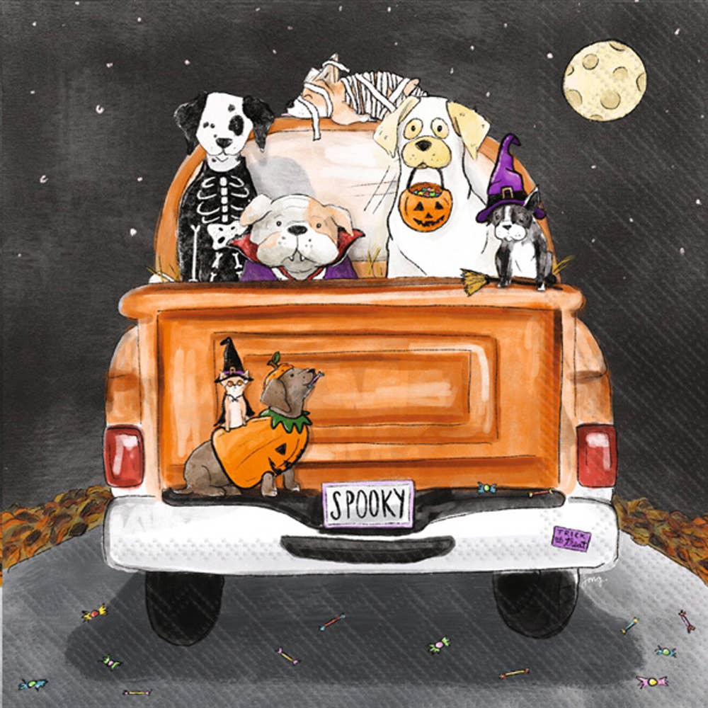 Boston International - Paper Cocktail Napkins Pack of 20 Spooky Pups Halloween