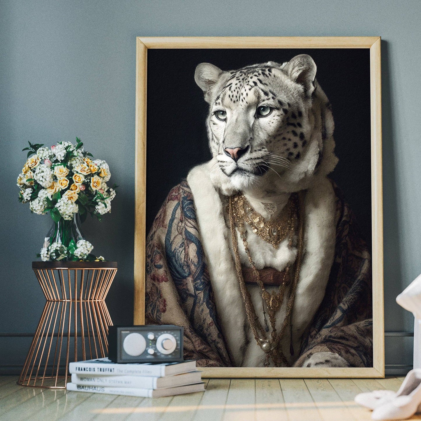 Ink & Drop - Snow Leopard 2 Animal Portrait Print: 11 ¾ x 15 ¾ in | 30x40 cm / Matte