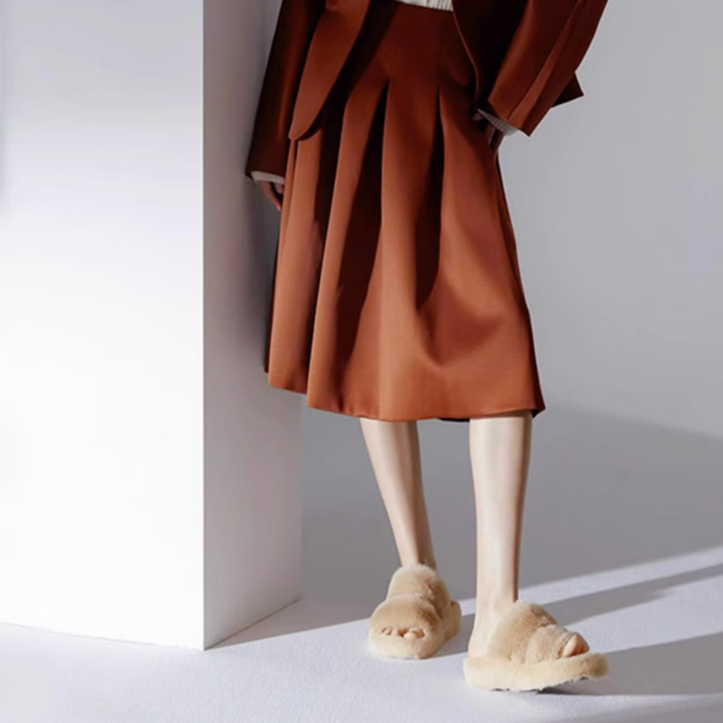 DrifWoo - Fuzzy Double Cross Slippers for Women's Cozy House Shoes: Beige / US 6.5-7 Women