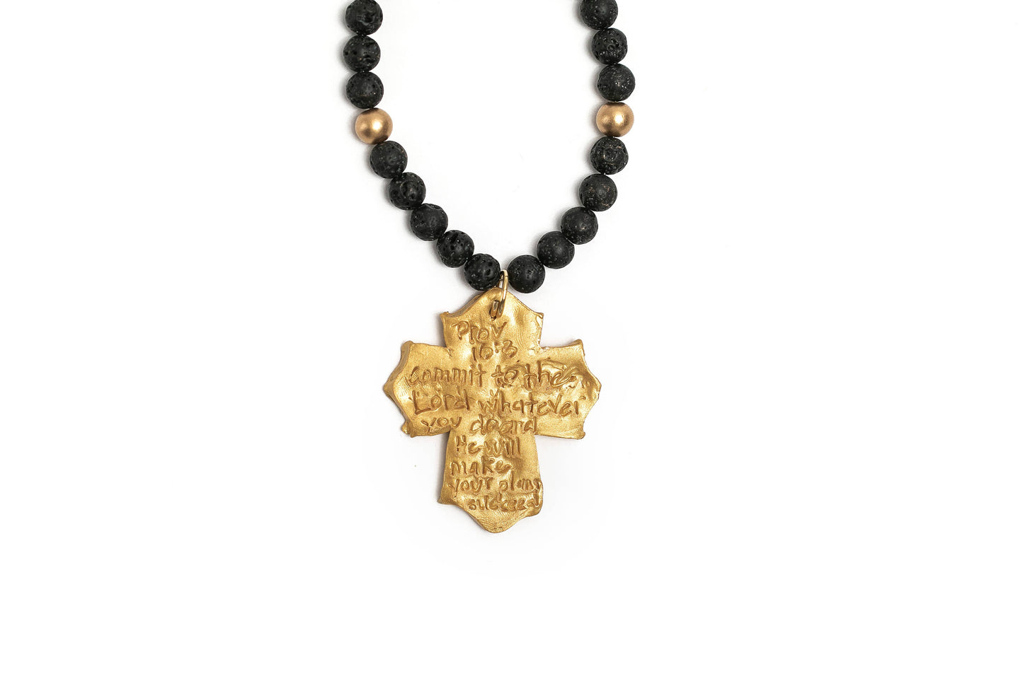 Hidden Truth Jewelry - Black Lava with Leah Cross Necklace