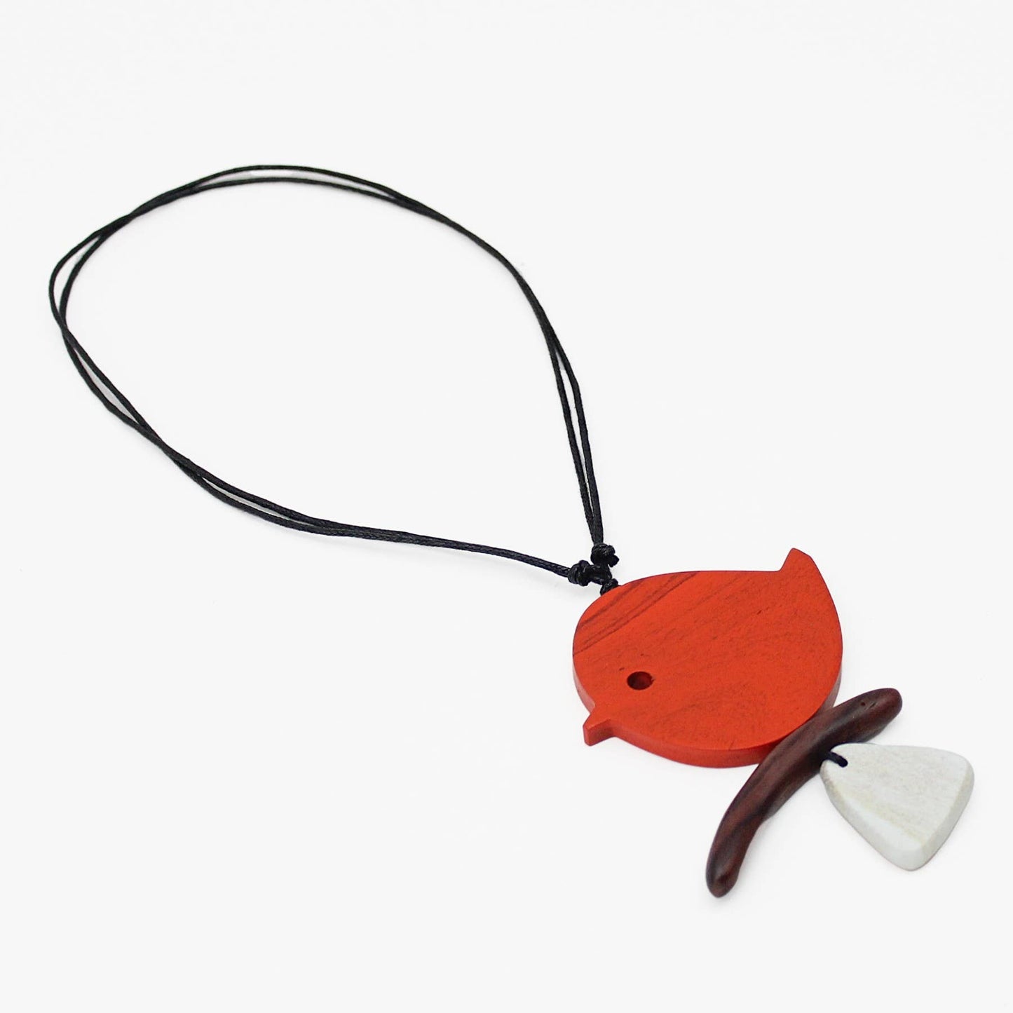 Sylca Designs - Orange Robin On A Branch Necklace