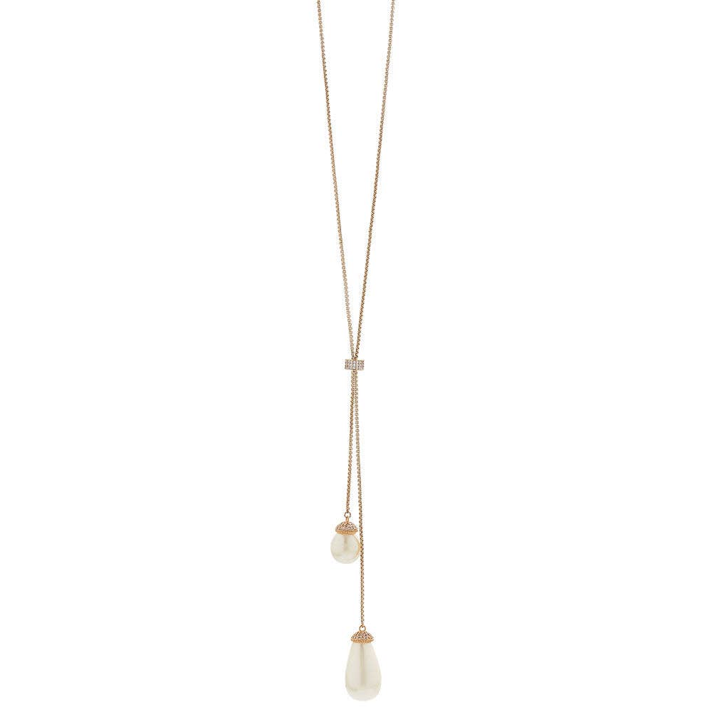 Lovett & Co - Lariat Necklace With Pearl Drops