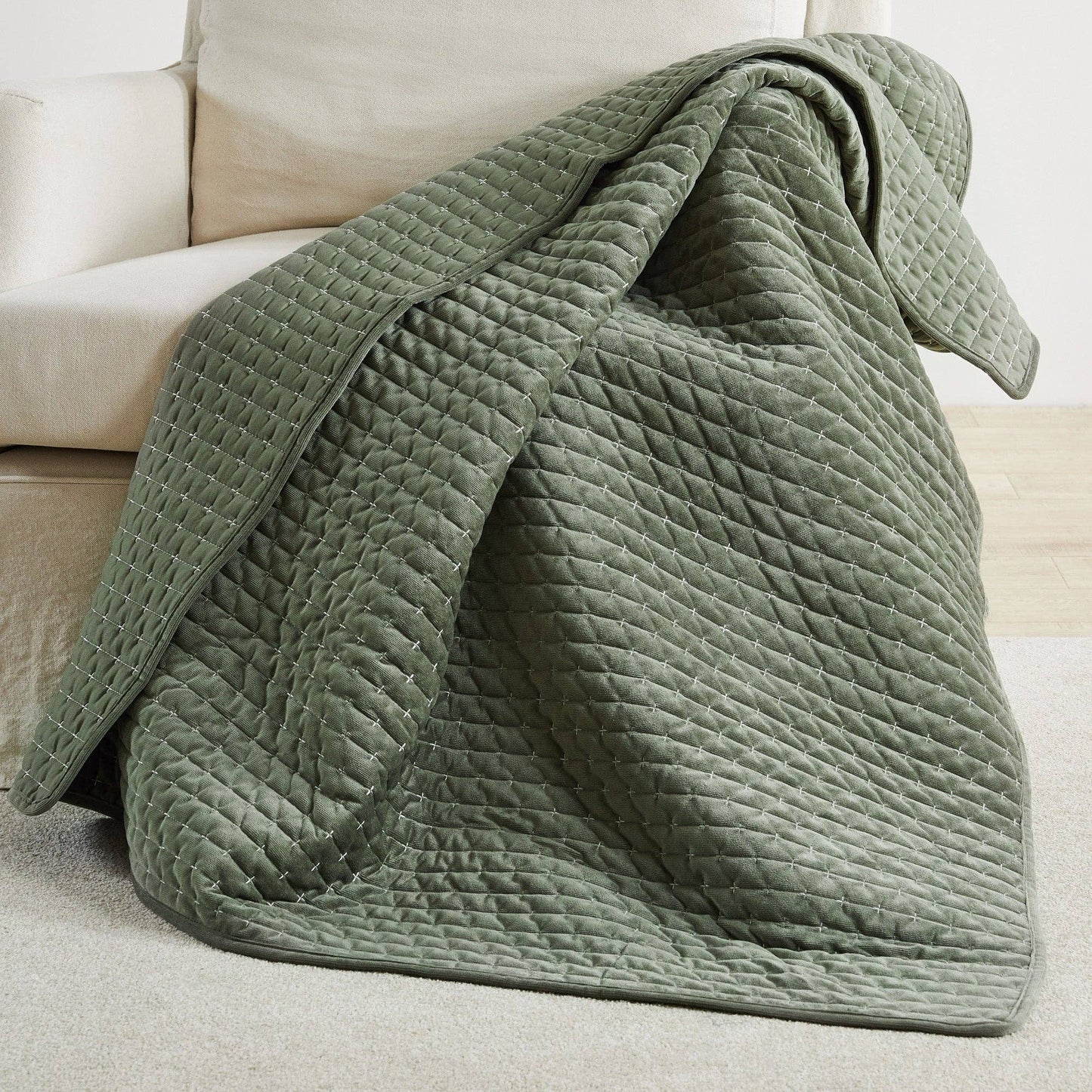 Levtex Home - Velvet Stitch Quilted Throw: Rust