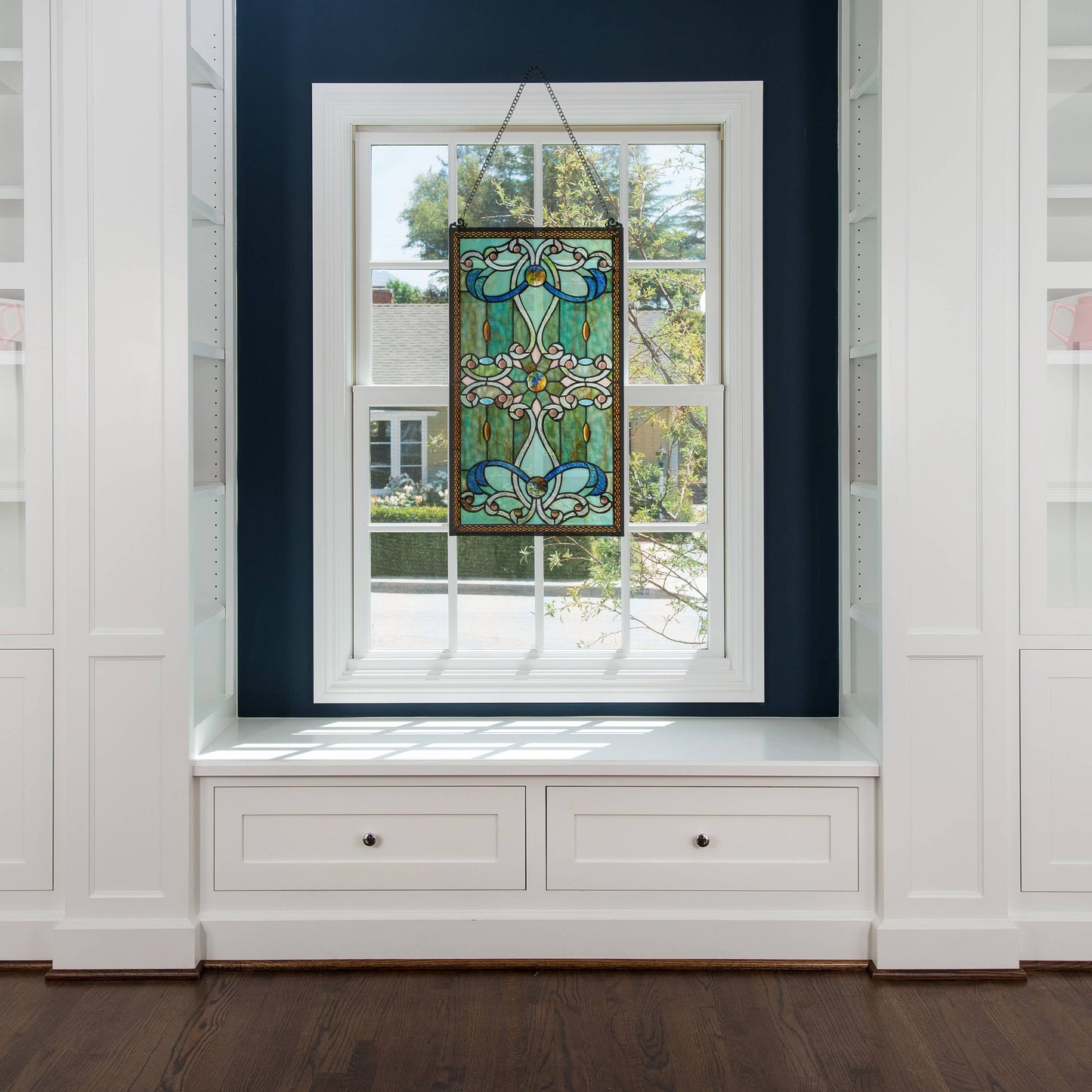 River of Goods - 26"H Wyatt Green Stained Glass Window Panel