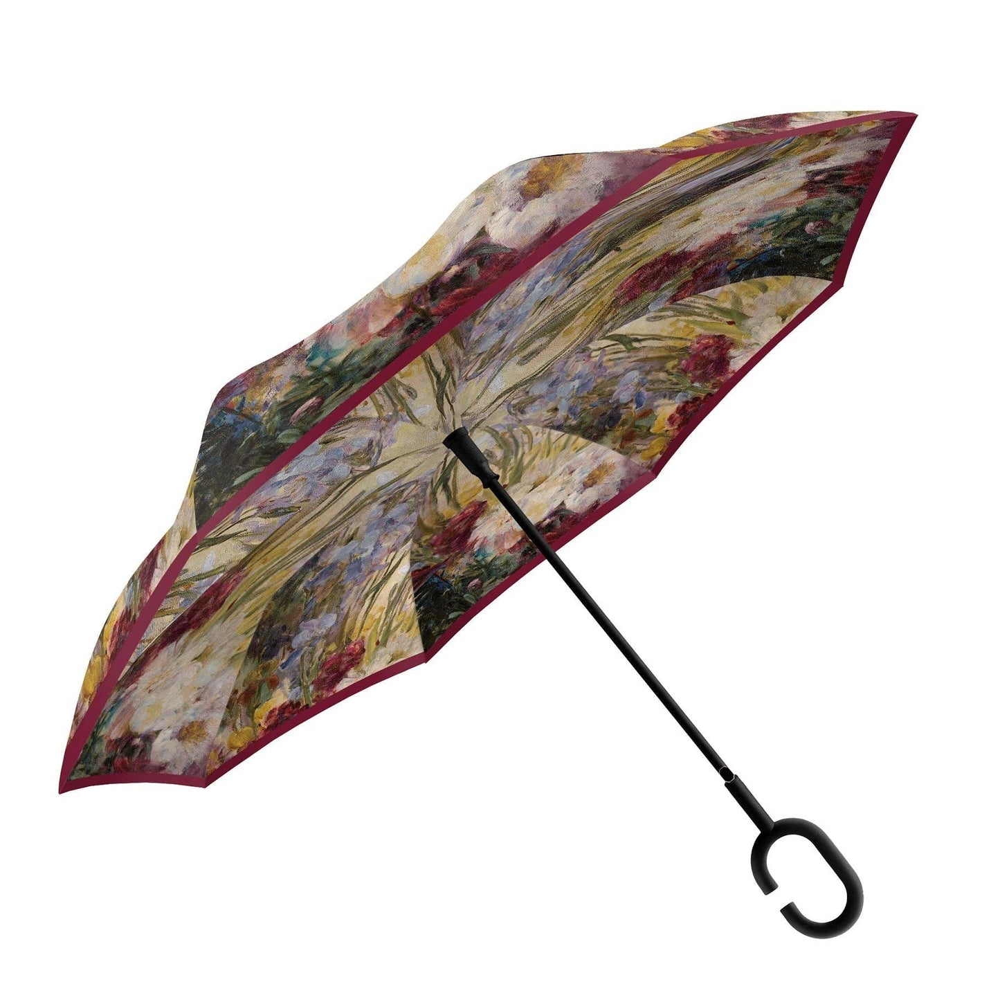 RainCaper - Tiffany Peonies and Iris Reverse Inverted Umbrella – Hands-Free, Windproof Design