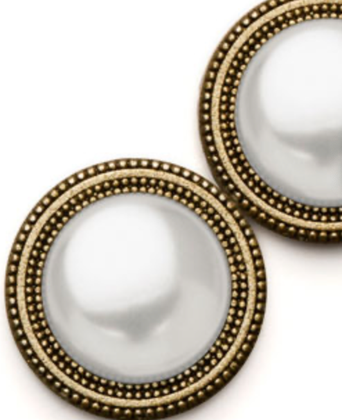 MagneButton - Pearl HIGH Dome GOLD White Magnet Button Pin Set