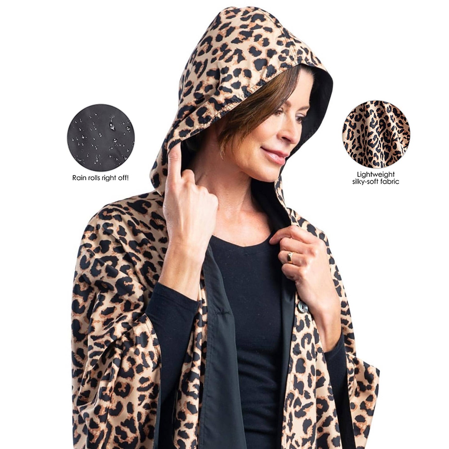 RainCaper - Black and Leopard Rain & Travel Cape