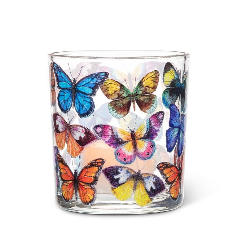 Abbott - Colourful Butterflies Votive-3"H