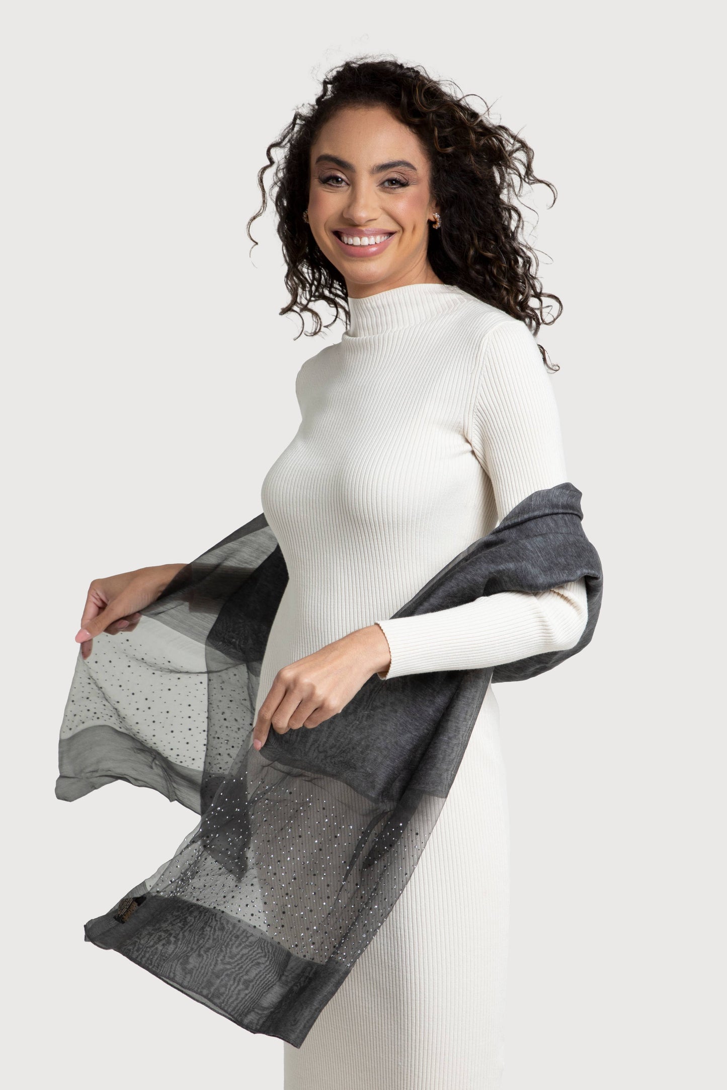 SAACHI - Star Gazer Wool Blend Sparkle Silk Scarf: Blue