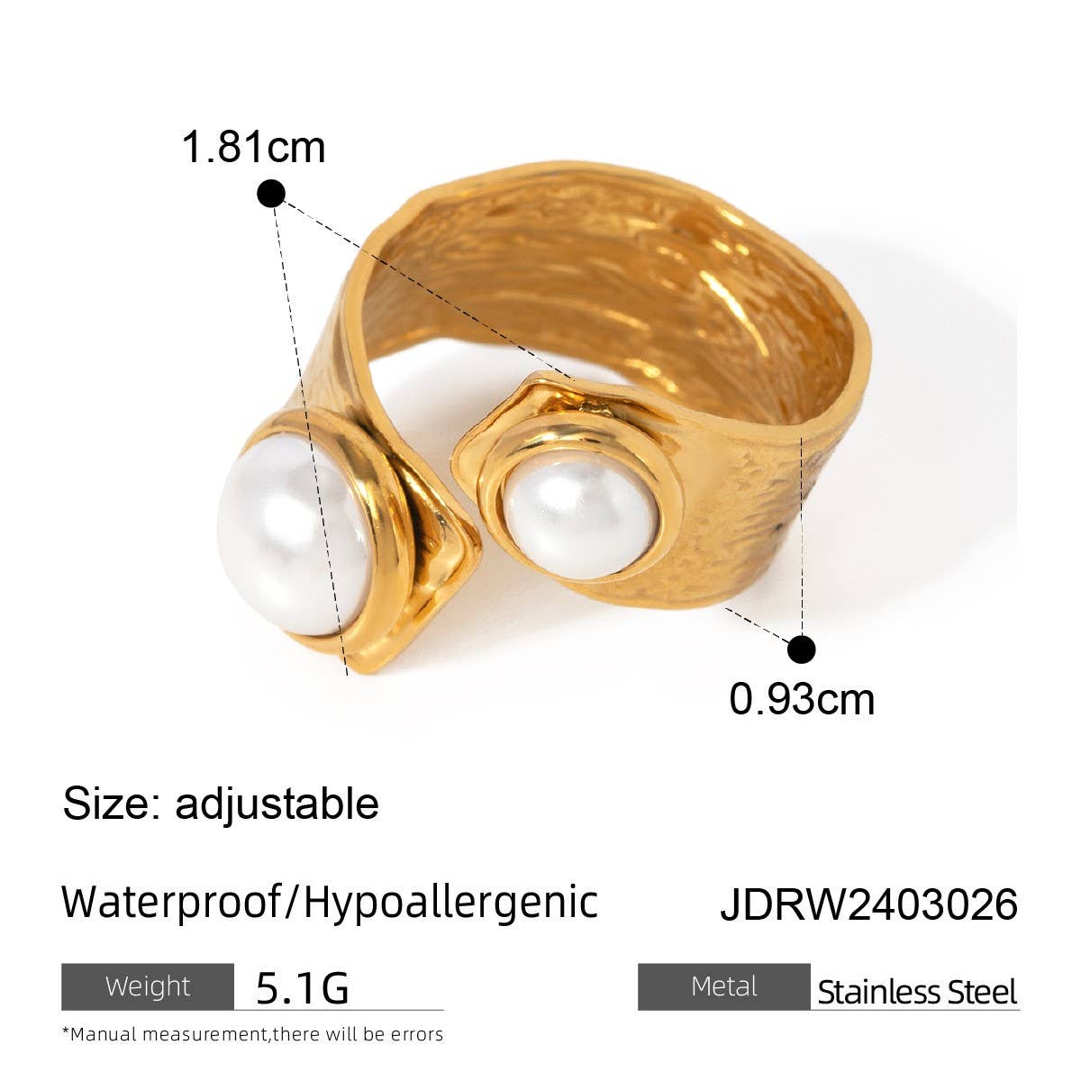 ACCITY - PERSONALIZED ALL-MATCH IRREGULAR OPEN PEARL RING_CWAJE1795: GOLD / (OS) 2