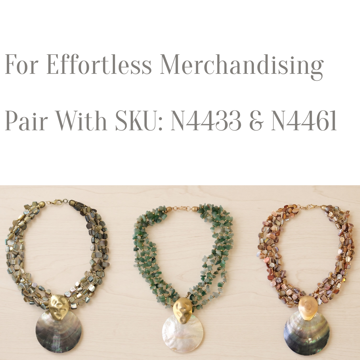Bijoux Envie Statement Jewelry - Mother of Pearl Shell Necklace | Handmade Statement Jewelry