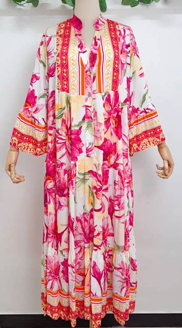 LOOWIE - SVTP One Size Tropical Pink Floral Maxi Dress LOOWIE