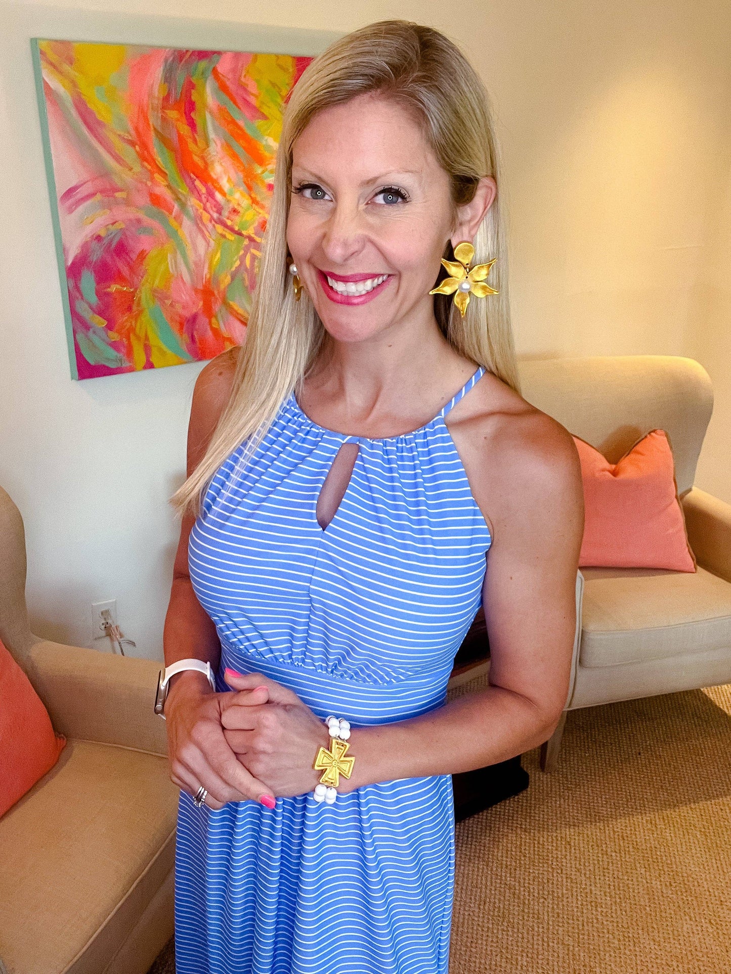 Hidden Truth Jewelry - Stargazer Lily & Pearl Dangles