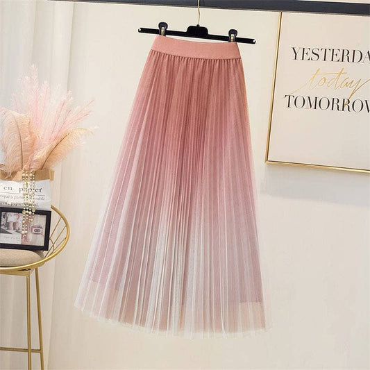PEACH ACCESSORIES - SK116 Pleated skirt in graduated two tone effect: Pink