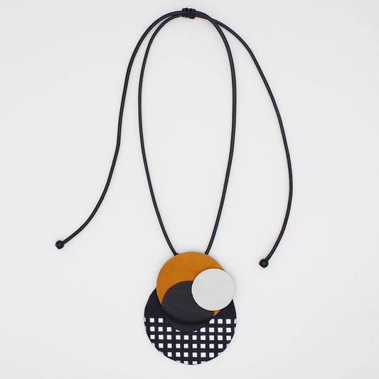 Sylca Designs - Harper Leather Circle Necklace Camel