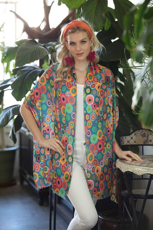 KikiSol - Blue Circles Cotton Modal Scarf