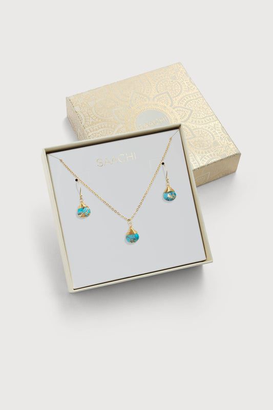 SAACHI - Mojave Mini Raindrop Earring and Necklace Set