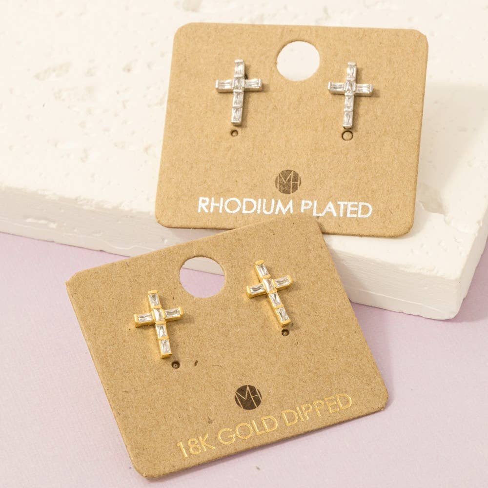The Looks by Fame Accessories - Mini Cross Stud Earrings: S