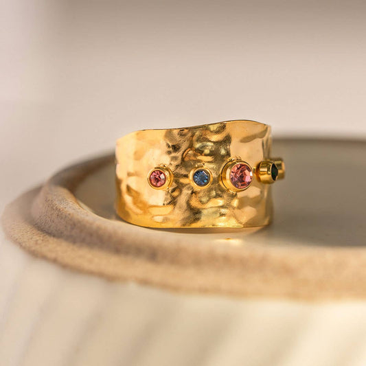 ACCITY - COLORED ZIRCON WIDE PLATE RING_STAINLESS STEEL_CWAJE0625: TYPE1 / (OS) 3