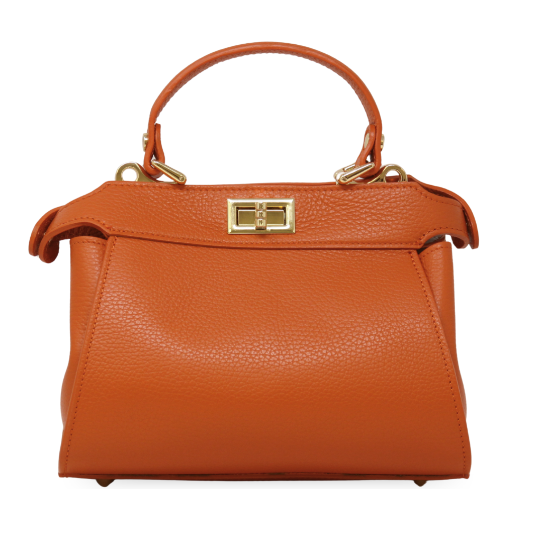 German Fuentes Handbags - GF0823 GENUINE ITALIAN LEATHER HANDLE AND CROSSBODY BAG: RED