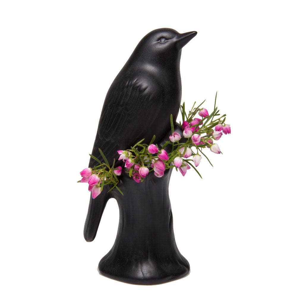 Chive - Porcelain Bird Flower Vase: Baby Blue