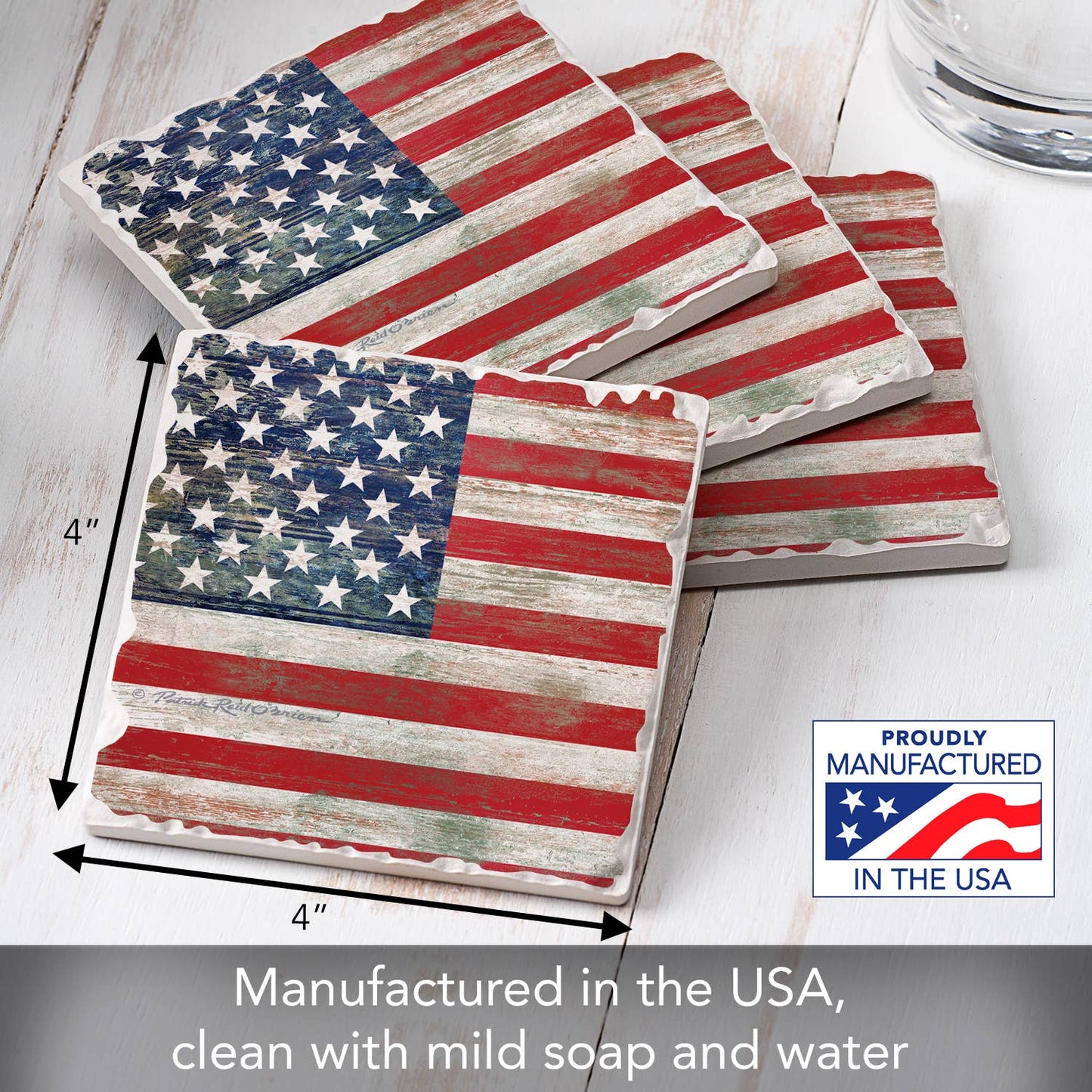 CounterArt/Highland Home/Thirstystone - Americana Absorbent Tumbled Tile Coaster 4pk