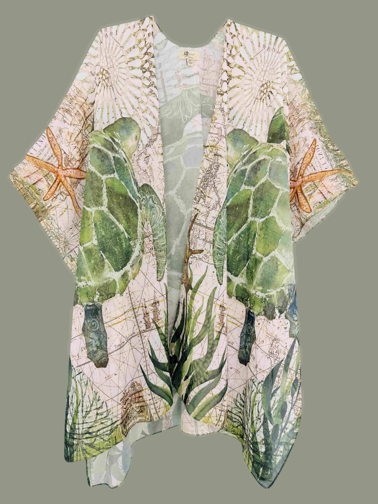 JC Sunny Fashion - JC070960 Green-Multi Sea Turtle Kimono