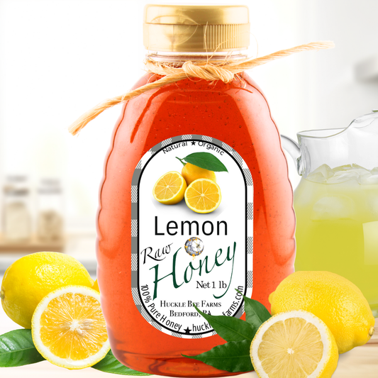 Huckle Bee Farms LLC - Lemon Infused Raw Honey: 1 lb Bottle