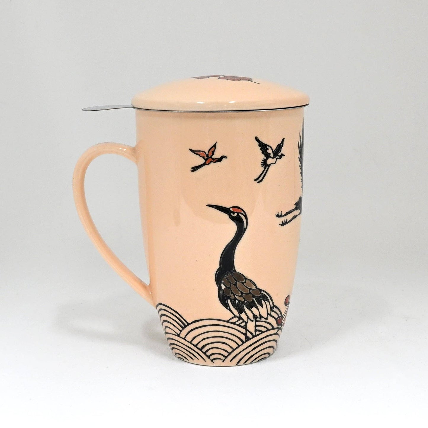 Urban Tokyo - Crane Flower Design 15oz Tea Mugs with Lid and Infuser for Loose Leaf Tea (4/32)