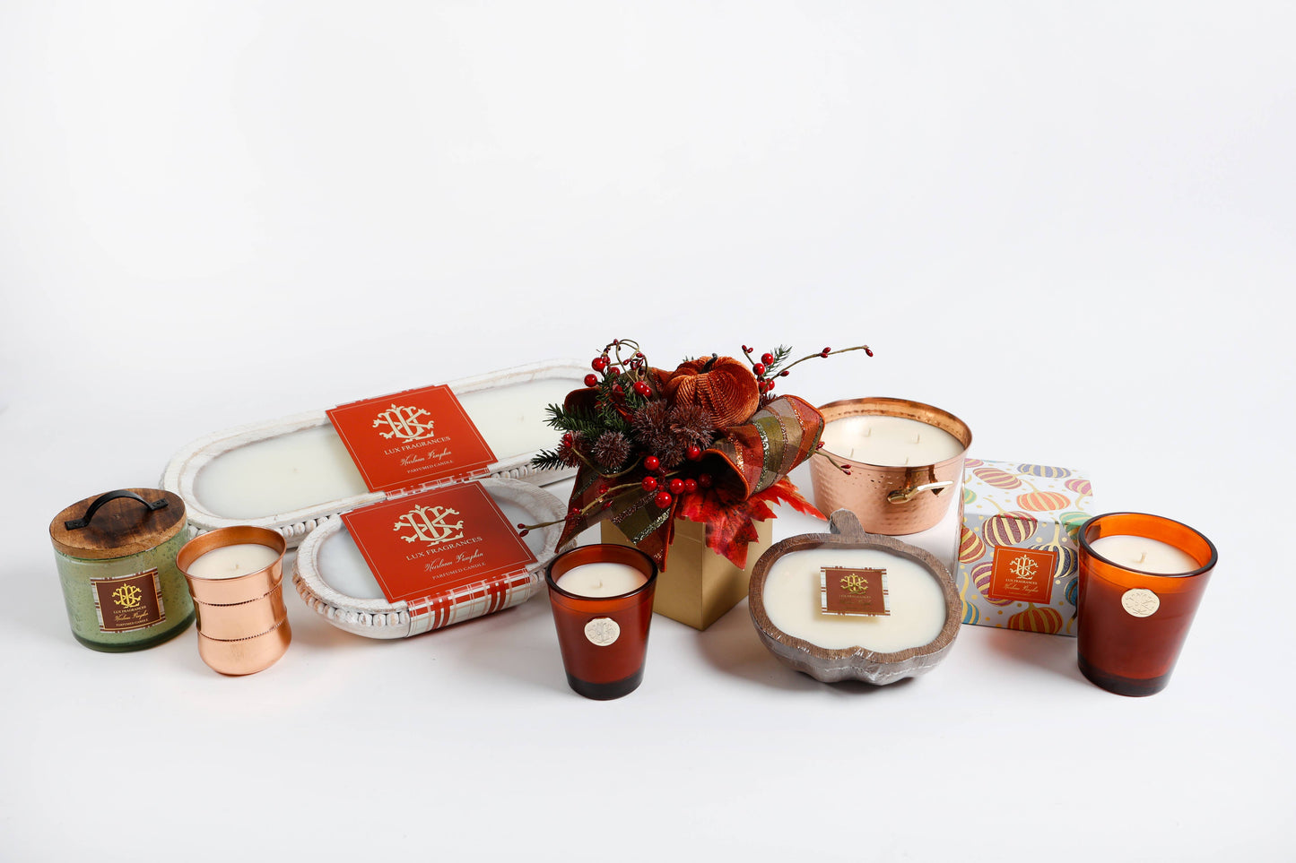 LUX FRAGRANCES - Heirloom Pumpkin 2 Wick Pumpkin Dough Bowl-Small
