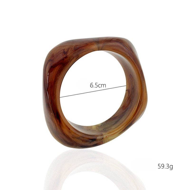 Dipped Shop - Irregular Acrylic Resin Bangle Bracelets DP25B583: Khaki