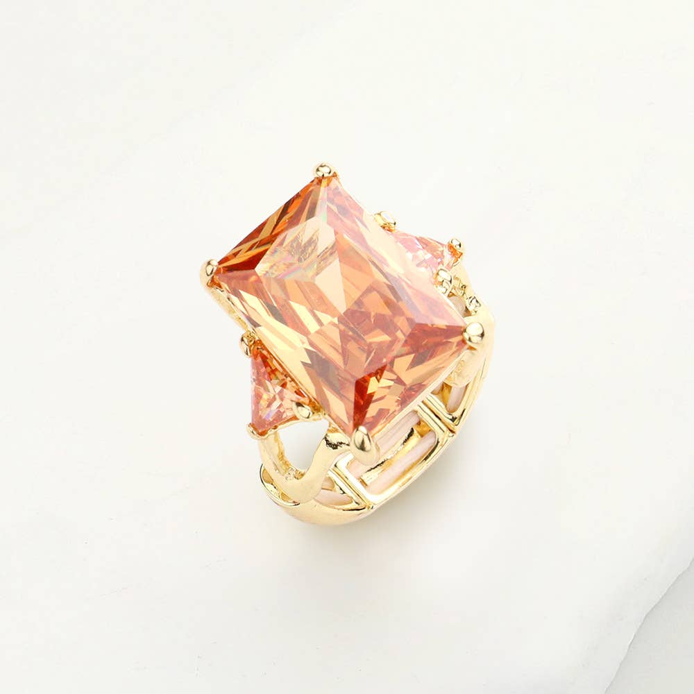 Sensibling Corp. - Rectangle Crystal Stretch Ring: Blue