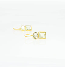 Load image into Gallery viewer, Schmuckoo Berlin - Oval Square Earrings Gold Silver 925 - Green Amethyst