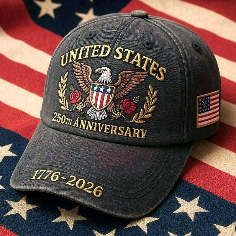 MKS America - 250th Anniversary Rose Eagle Embroidered Baseball Cap: Black / M