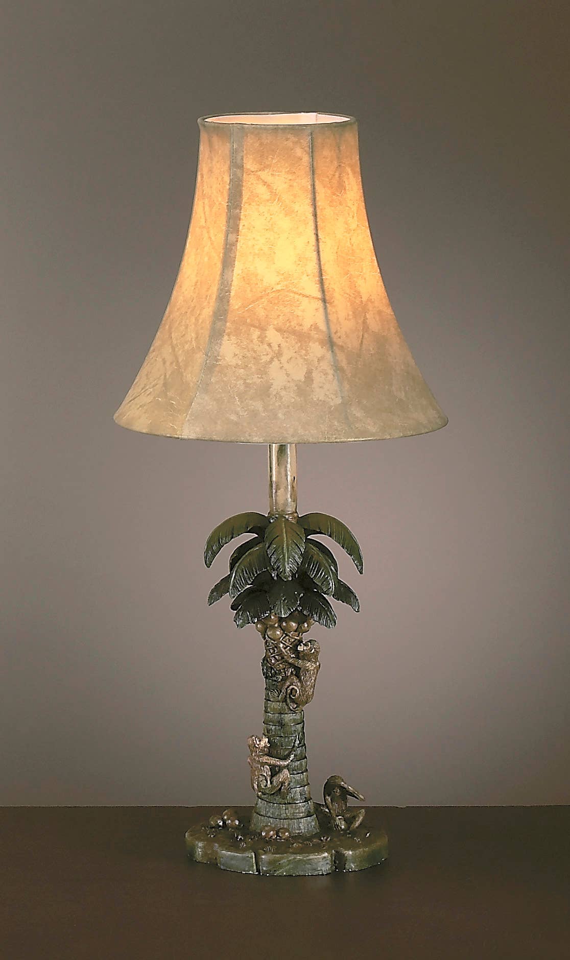 AA Importing - Monkey & Palm Tree Table Lamp w/ Tan Leatherette Shade