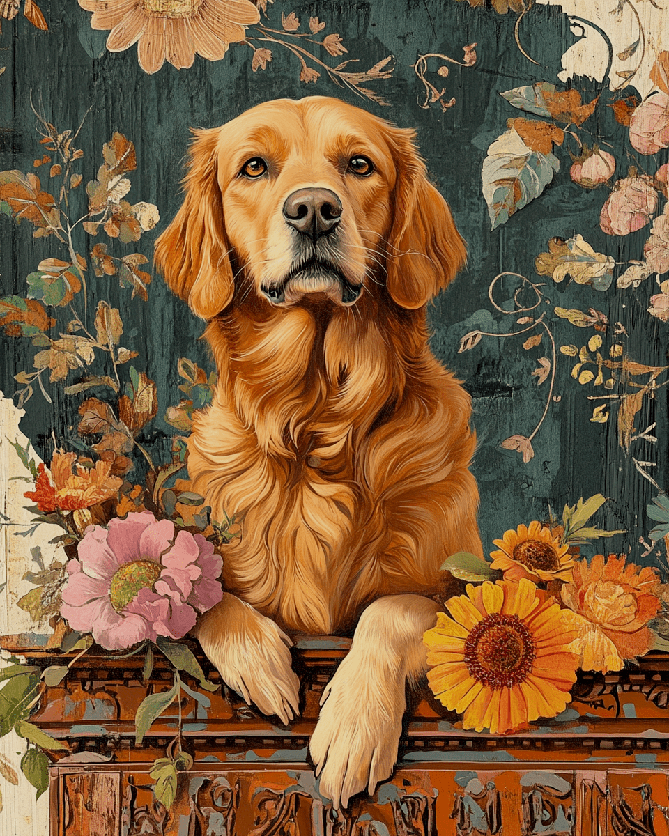 Mowbi - Golden Retriever - Pet Dog Still Life Wall Art Prints – 8″x10″ Artwork for 11″x14″ Frame