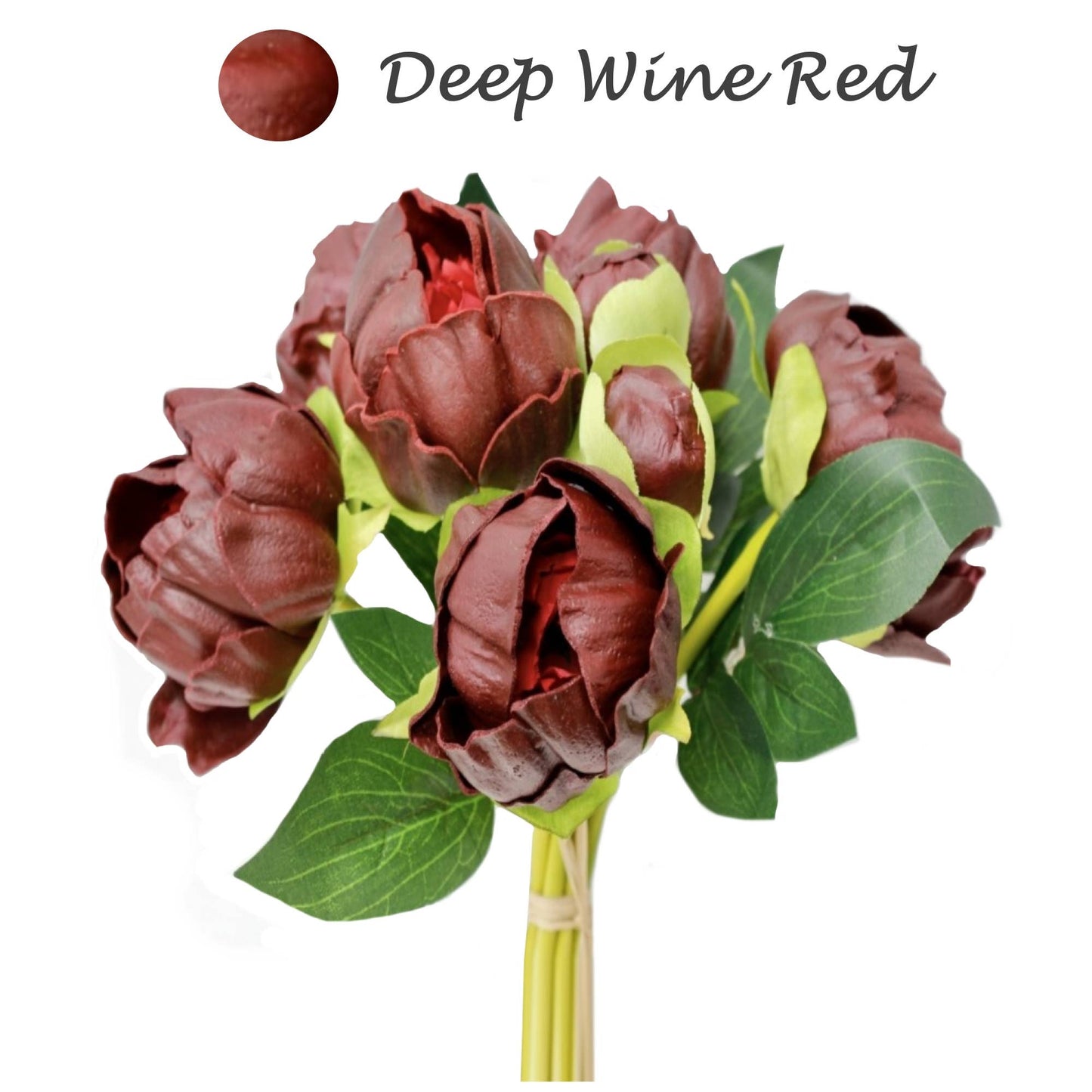 Angel Isabella - 10.5" Real touch artificial Peony bundle-8 Flowers and buds: Soft pink