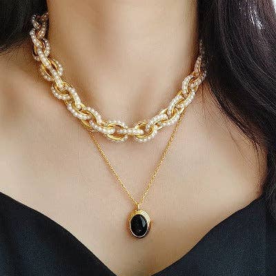Cici’De Jewelry Amsterdam - Vintage Inspired Chunky Pearl Chain Necklace