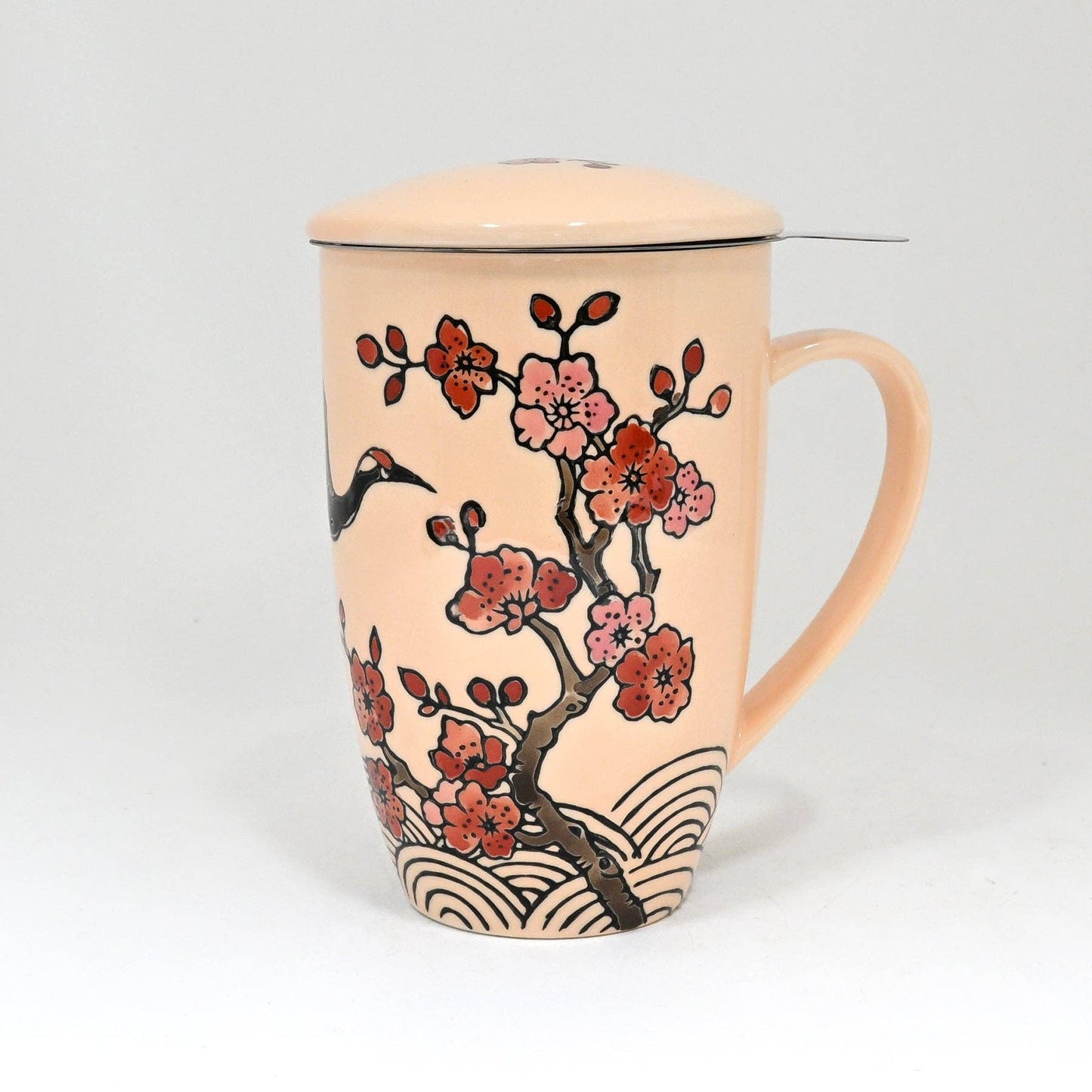 Urban Tokyo - Crane Flower Design 15oz Tea Mugs with Lid and Infuser for Loose Leaf Tea (4/32)