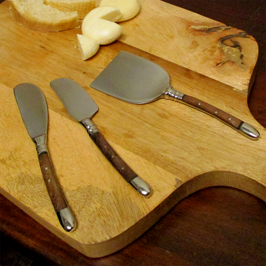 Shastra Home - Curved Wood Cheese Knife S/3