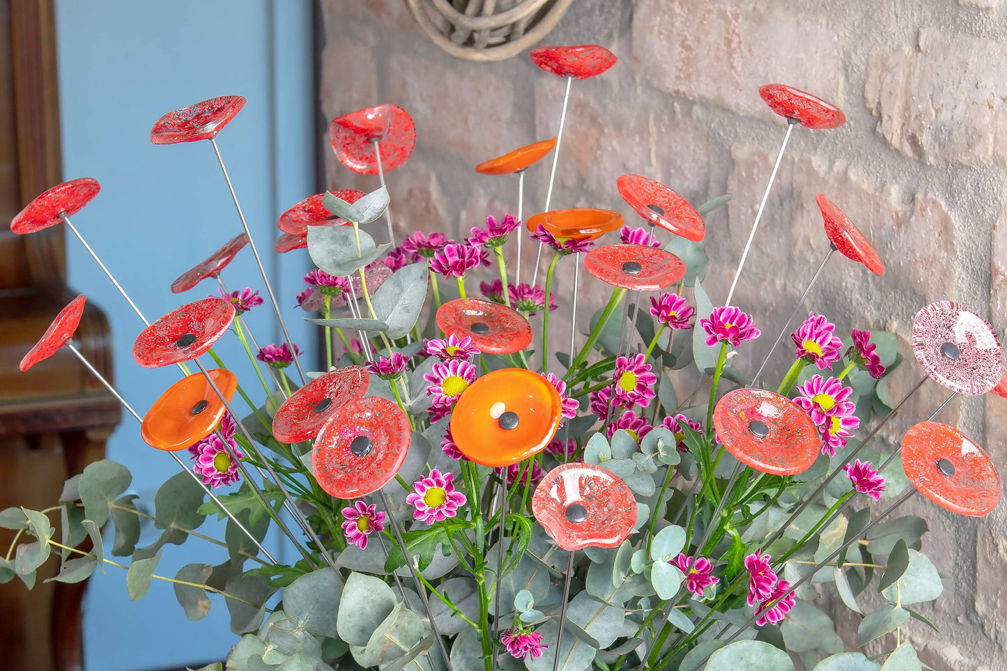 CARNEOL GLASS - Small Glass Flower For Outside In Orange