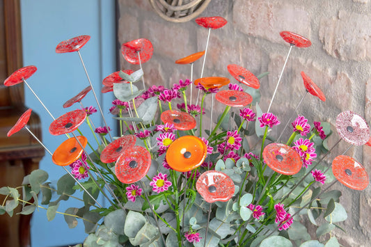 CARNEOL GLASS - Small Glass Flower For Outside In Orange