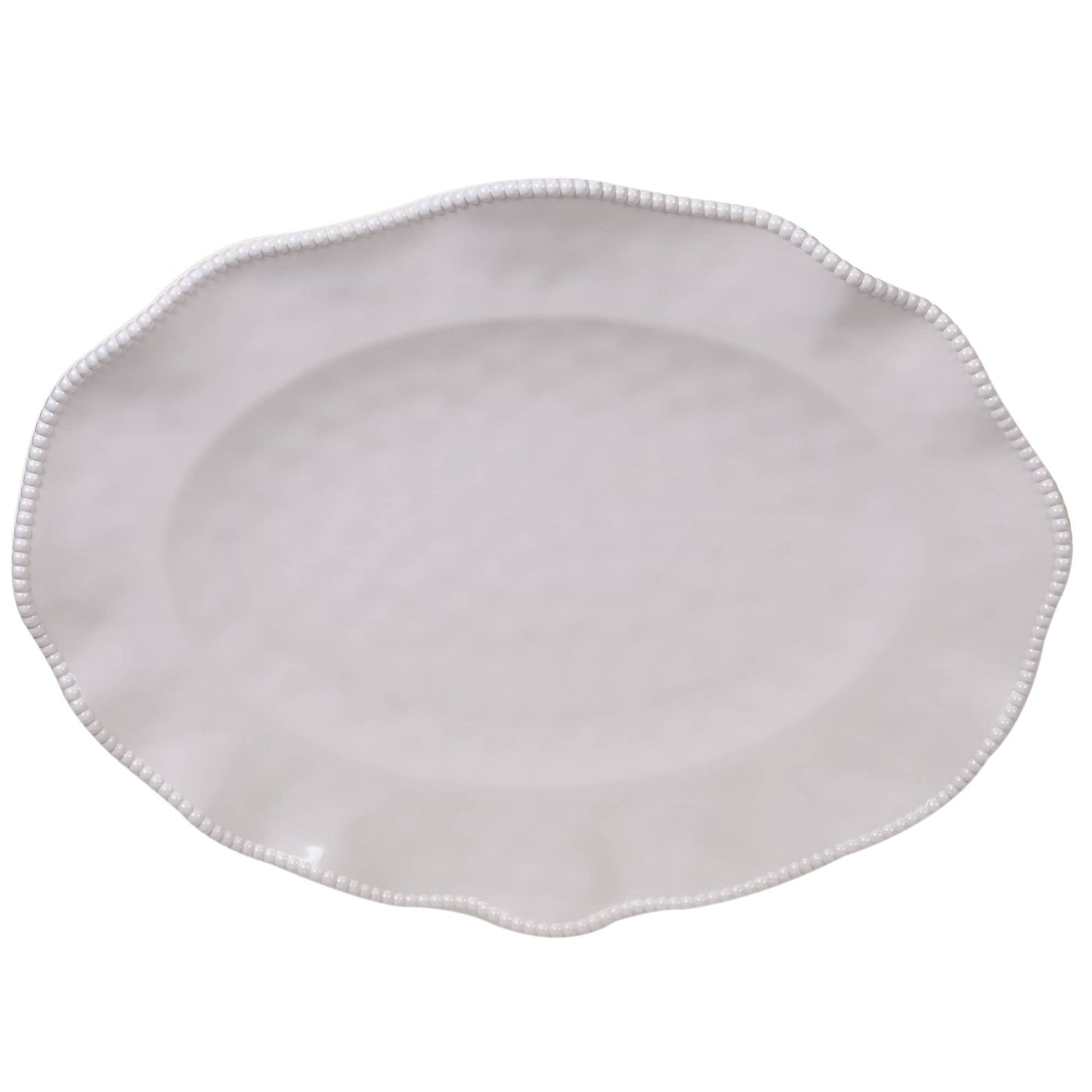 Certified International - Perlette Cream Melamine Oval Platter 18 in  x 13.5 in