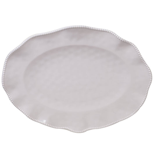 Certified International - Perlette Cream Melamine Oval Platter 18 in  x 13.5 in