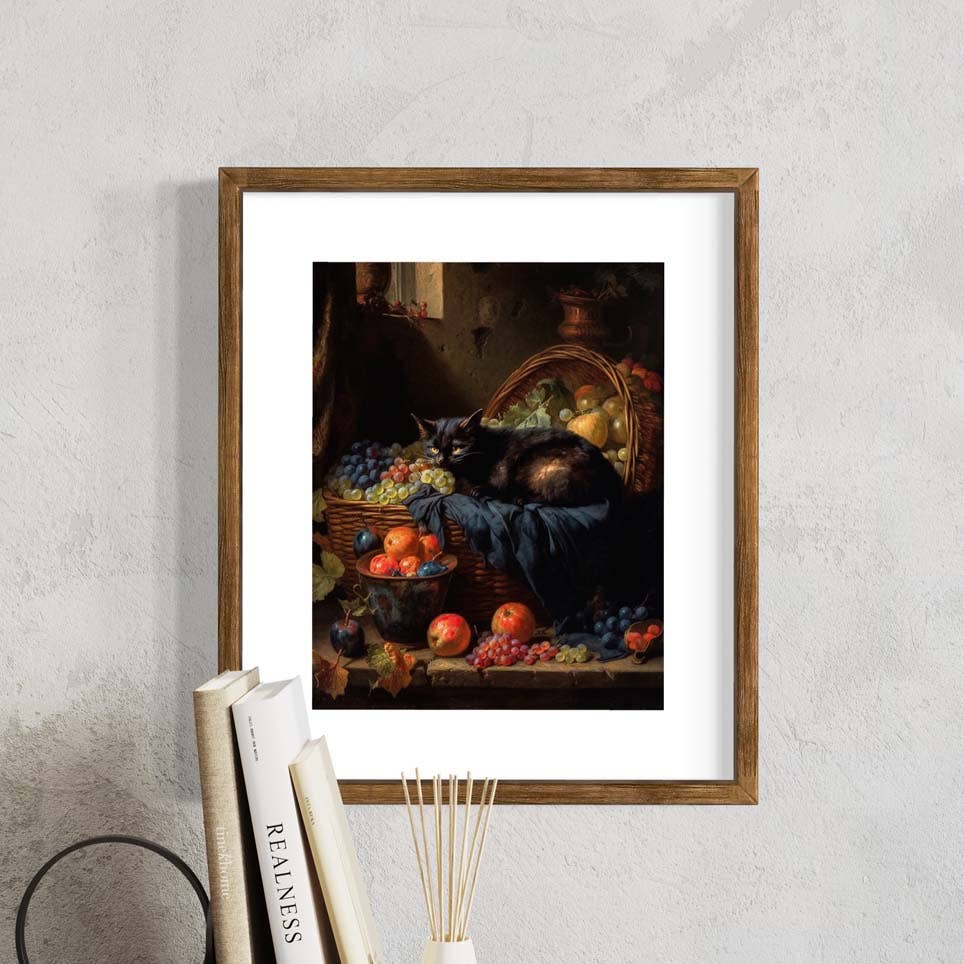 Salty Alyce - Black Cat and Fruit Basket Wall Art RA6