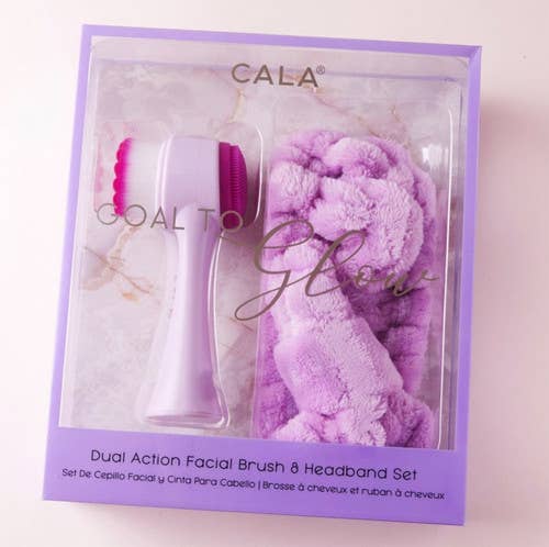 Best Beauty Group - CALA Goal to Glow Dual Action Facial Brush & Headband Set: Purple