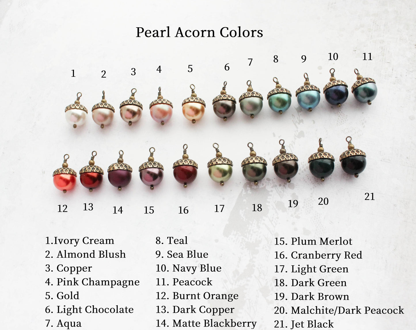 A Pocket of Posies - Pearl Acorn Earrings - ANTIQUED BRASS (23 colors): 4) Pink Champagne