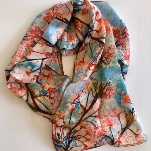 NINA J - Cherry Blossoms Silk Scarf