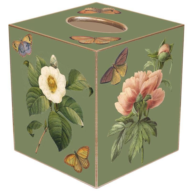 Marye-Kelley - Sage Floral #1 Tissue Box Cover: Paper Mache